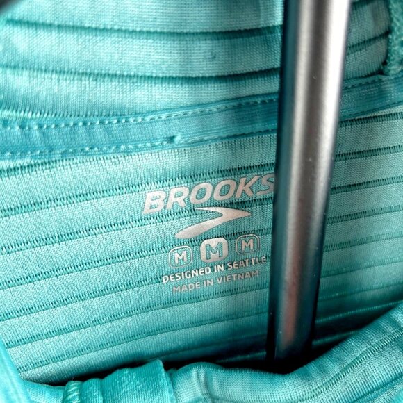 Brooks Women’s Quilted Hoodie Zip Up Jacket Teal Size M Medium - Picture 5 of 6